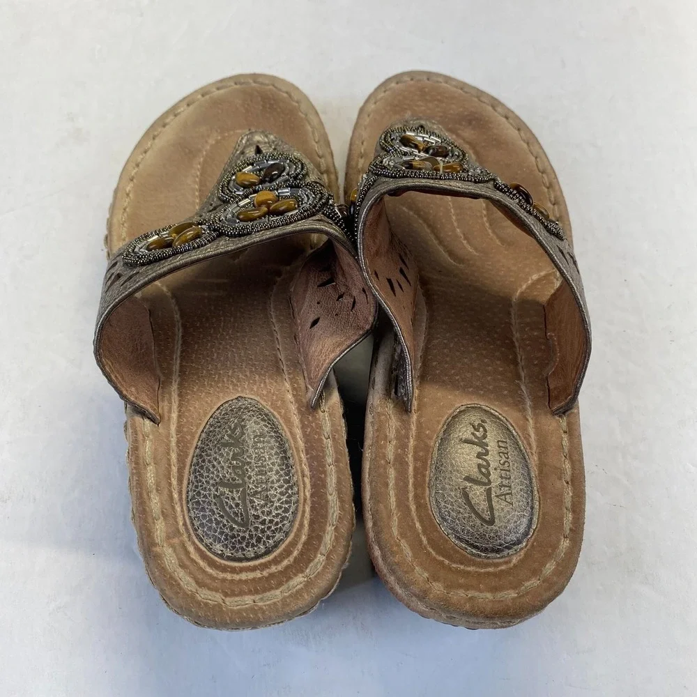 Clarks Artisan Thong Sandals Women's Size 7.5M‎ Beaded 32235,Casual,Comfort
